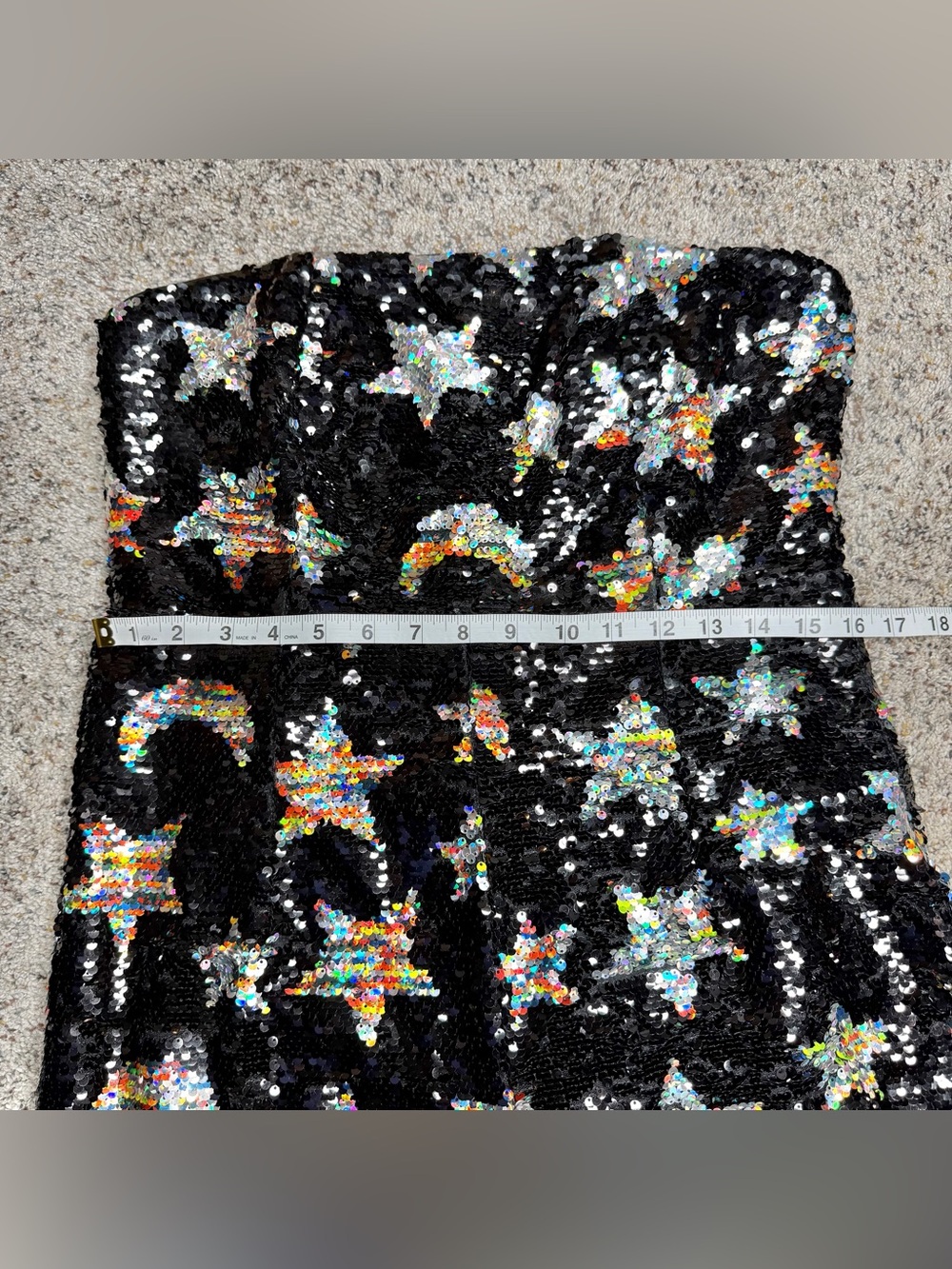 Nasty Gal Premium Star Sequin Jumpsuit Black 10 Strapless Flare Leg Moon - Picture 11 of 13